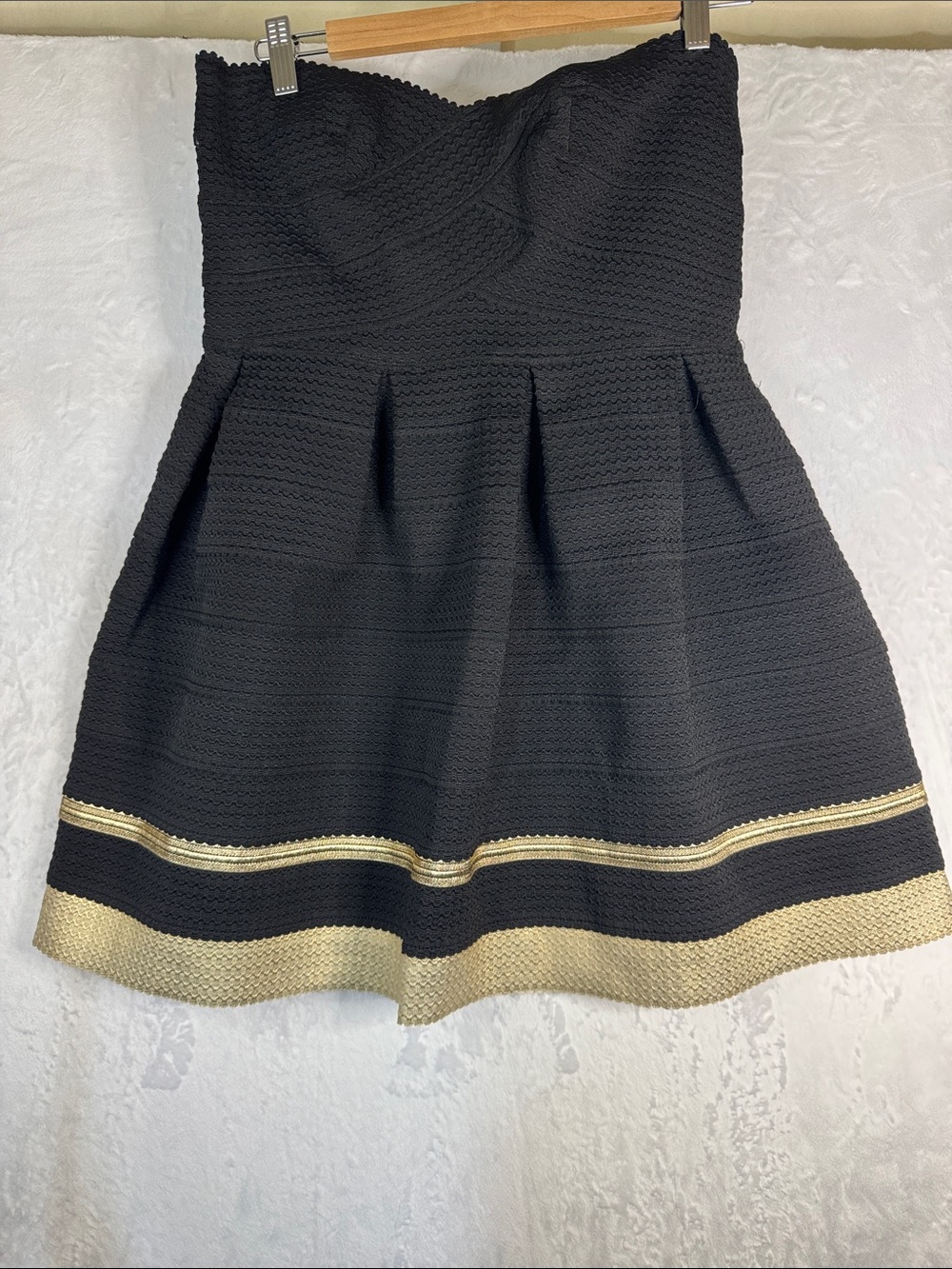 Sans Souci Strapless Black Dress with Gold Trim - Cocktail Dress